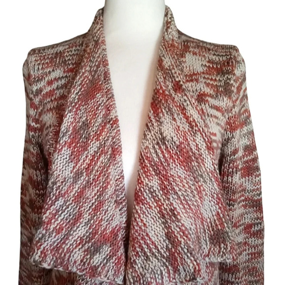 Skies Are Blue Multicolor Drape Front Knit Open Front Cardigan Size Medium - Picture 2 of 8